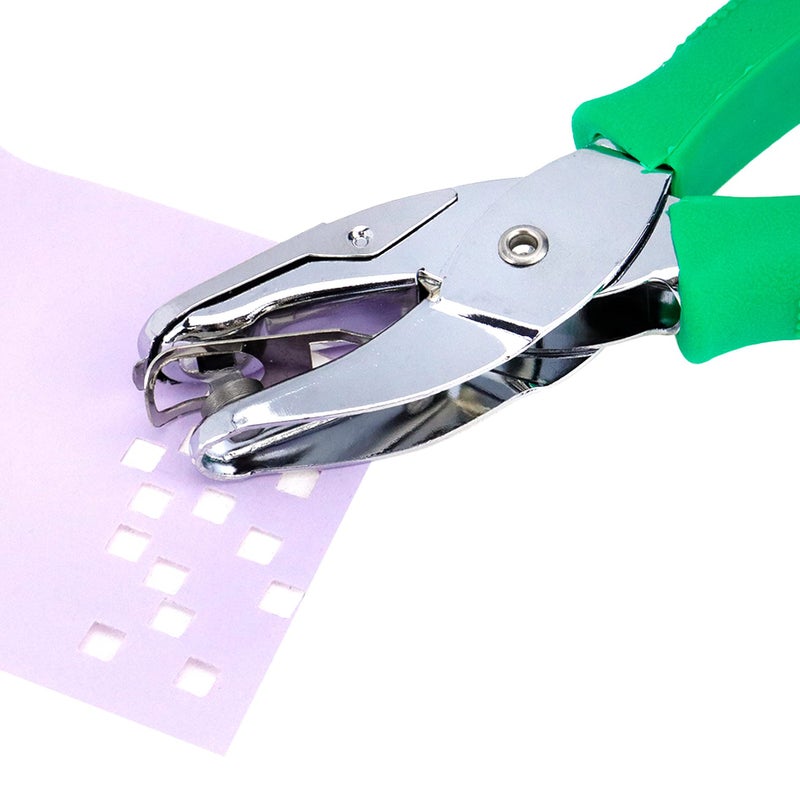 Oedema Handheld Hole Paper Punch 5mm Width Metal Hole Puncher with Rubber Grip Square Hole Punch - Image 3